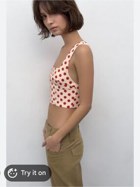 Zara NEW Red Polka Dot Crop Top Size S